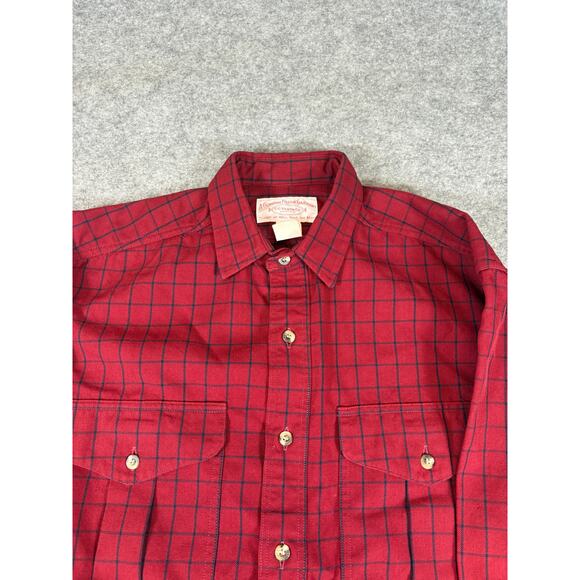 VINTAGE 90s Filson Button Up Shirt Mens Small Red Grid Check Work Western Retro - Picture 4 of 6